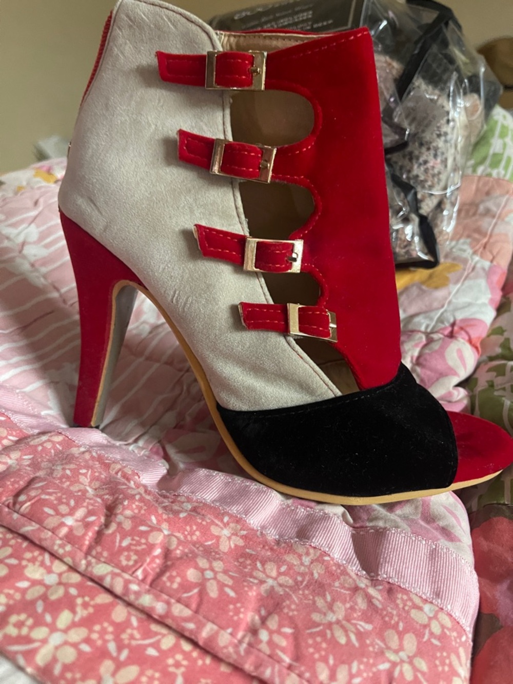 Women's Multi-Color Strappy High Heel Ankle Boot size 36  (USA size 5.5-6)